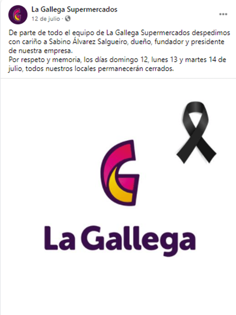 Imagen de La Gallega Supermercados, publicado en sus redes sociales.