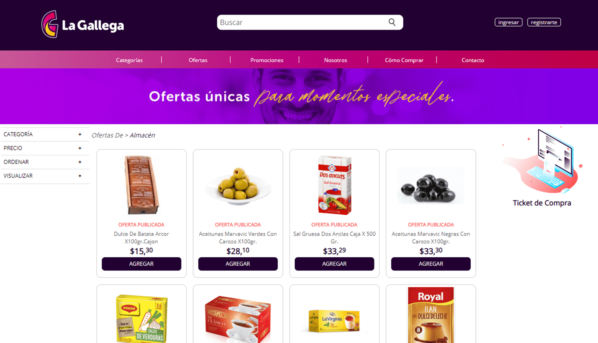 Imagen de La Gallega Supermercados, Sitio web.